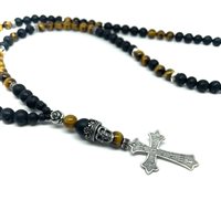 Collana Madame Black in Argento Occhio di tigre TESC RE CROCE MB - TESC RE CROCE MB